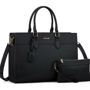 Lovevook NEW Black Laptop Tote Bag 2pc with Clutch